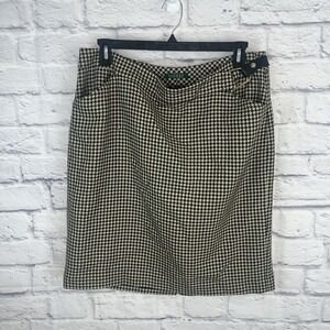 Ralph Lauren Women's Vintage Houndstooth Wool Skirt With Leather Buckle Size 16